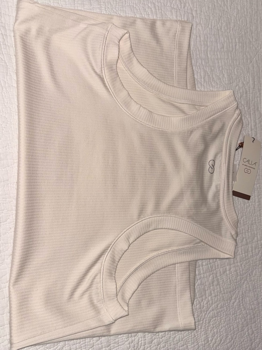 CALIA by Carrie Underwood Cream Ribbed Tank Top - Picture 4 of 4